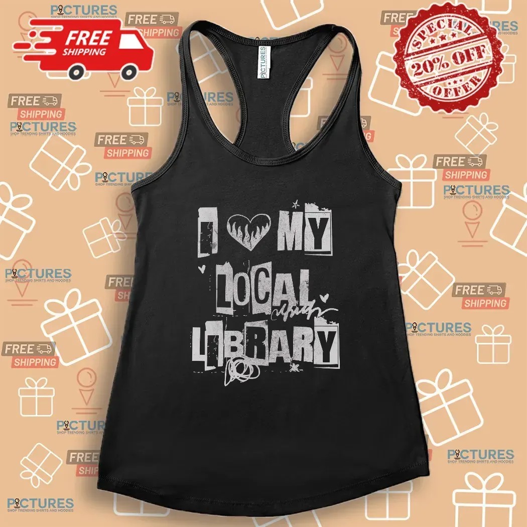 I Love My Local Library Girls Ransom Note-style lettering T Shirt