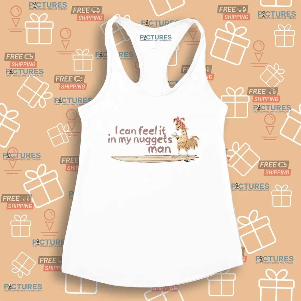 I can feel it in my nuggets man Surfing Chicken T Shirt