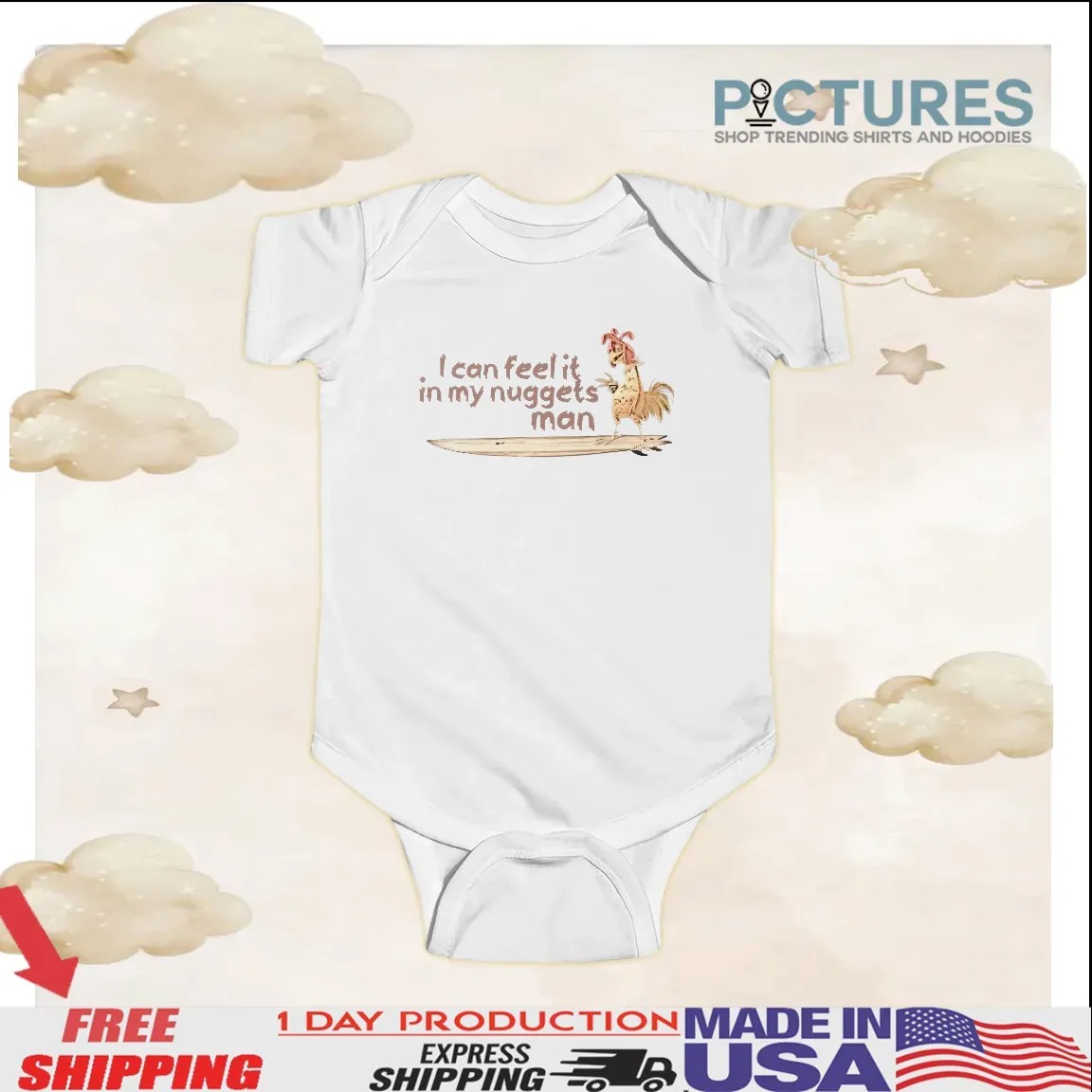 I can feel it in my nuggets man Surfing Chicken T Shirt