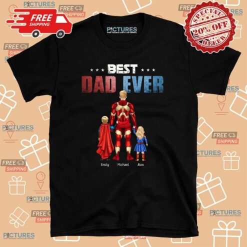 Ironman Marvel Best Dad Ever Custom Superhero Dad and Kids Father's Day T Shirt