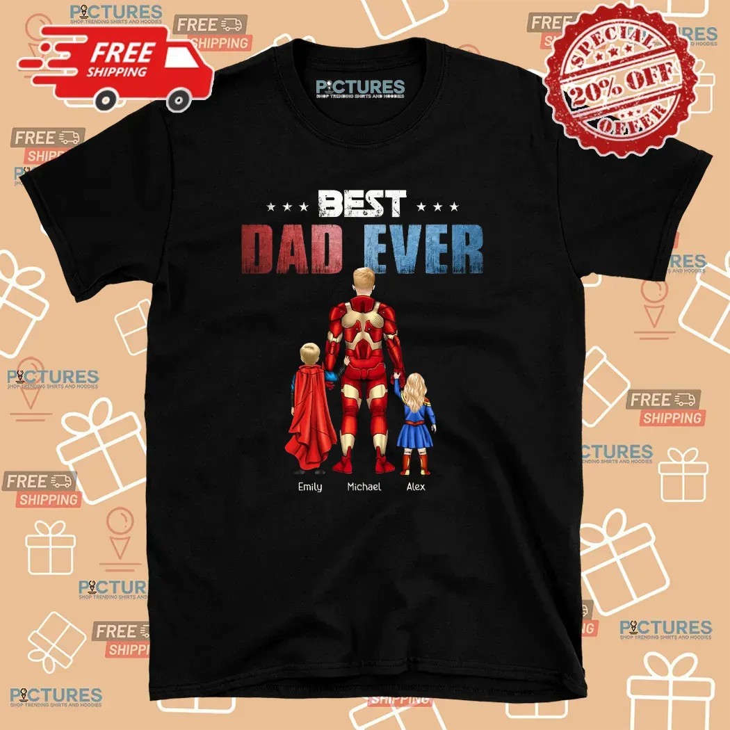 Ironman Marvel Best Dad Ever Custom Superhero Dad and Kids Father's Day T Shirt