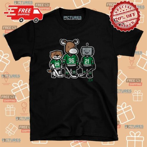 Jake Oettinger, Mikko Rantanen And Jason Robertson Otter, Moose And Robo Guys Graphic Shirt