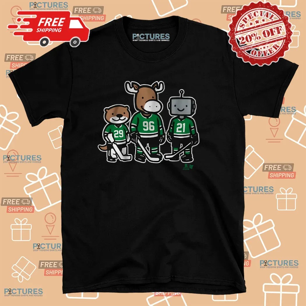Jake Oettinger, Mikko Rantanen And Jason Robertson Otter, Moose And Robo Guys Graphic Shirt