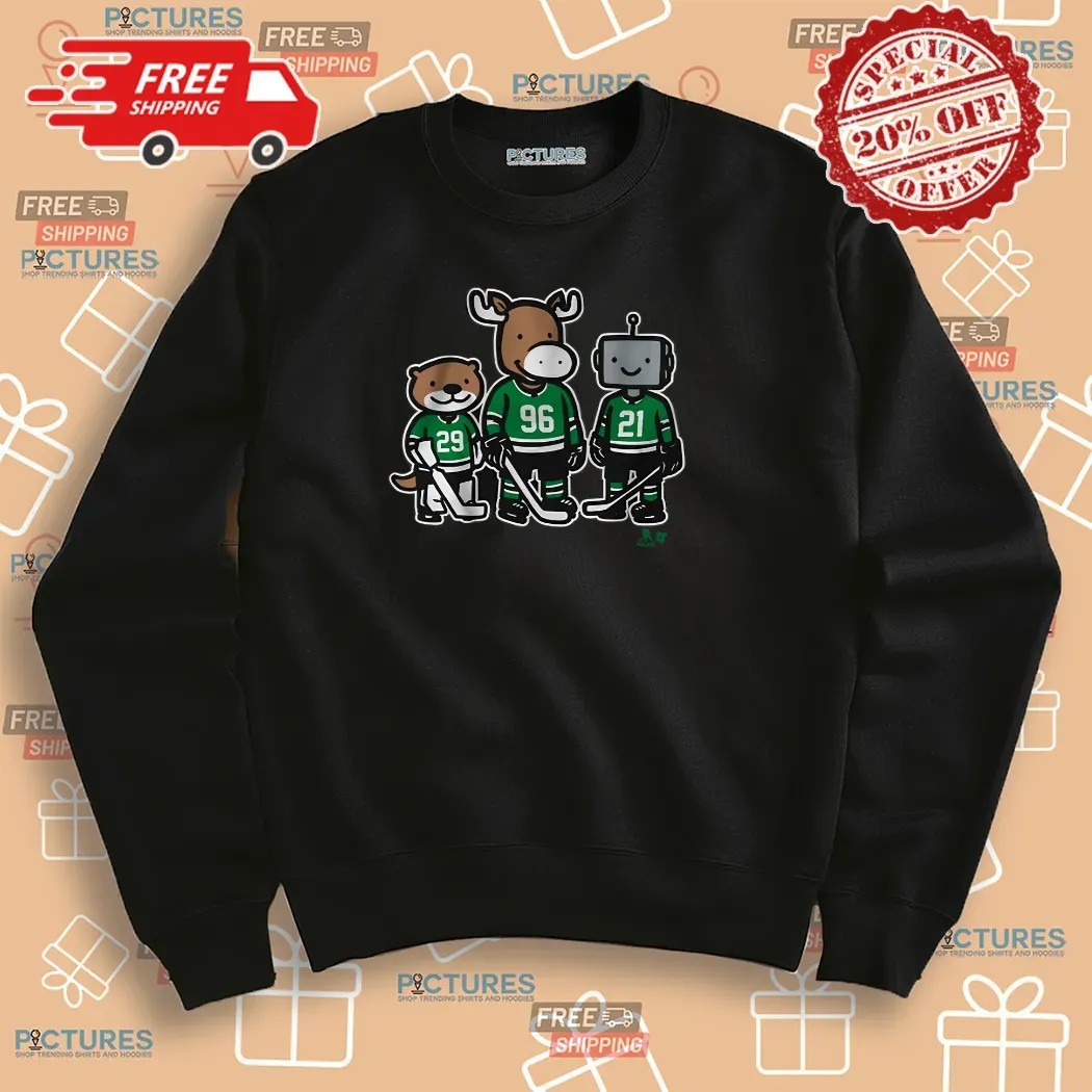 Jake Oettinger, Mikko Rantanen And Jason Robertson Otter, Moose And Robo Guys Graphic Shirt