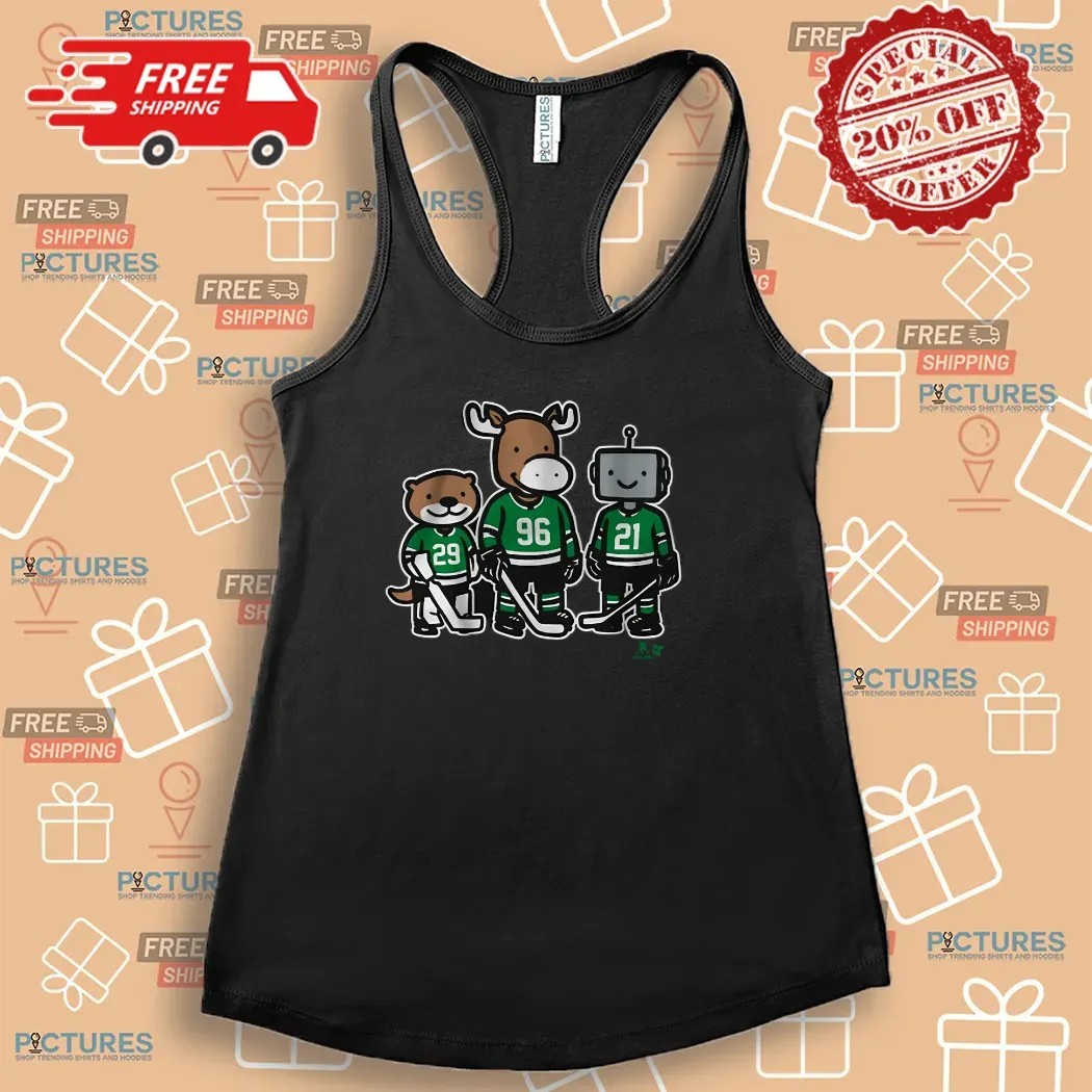 Jake Oettinger, Mikko Rantanen And Jason Robertson Otter, Moose And Robo Guys Graphic Shirt