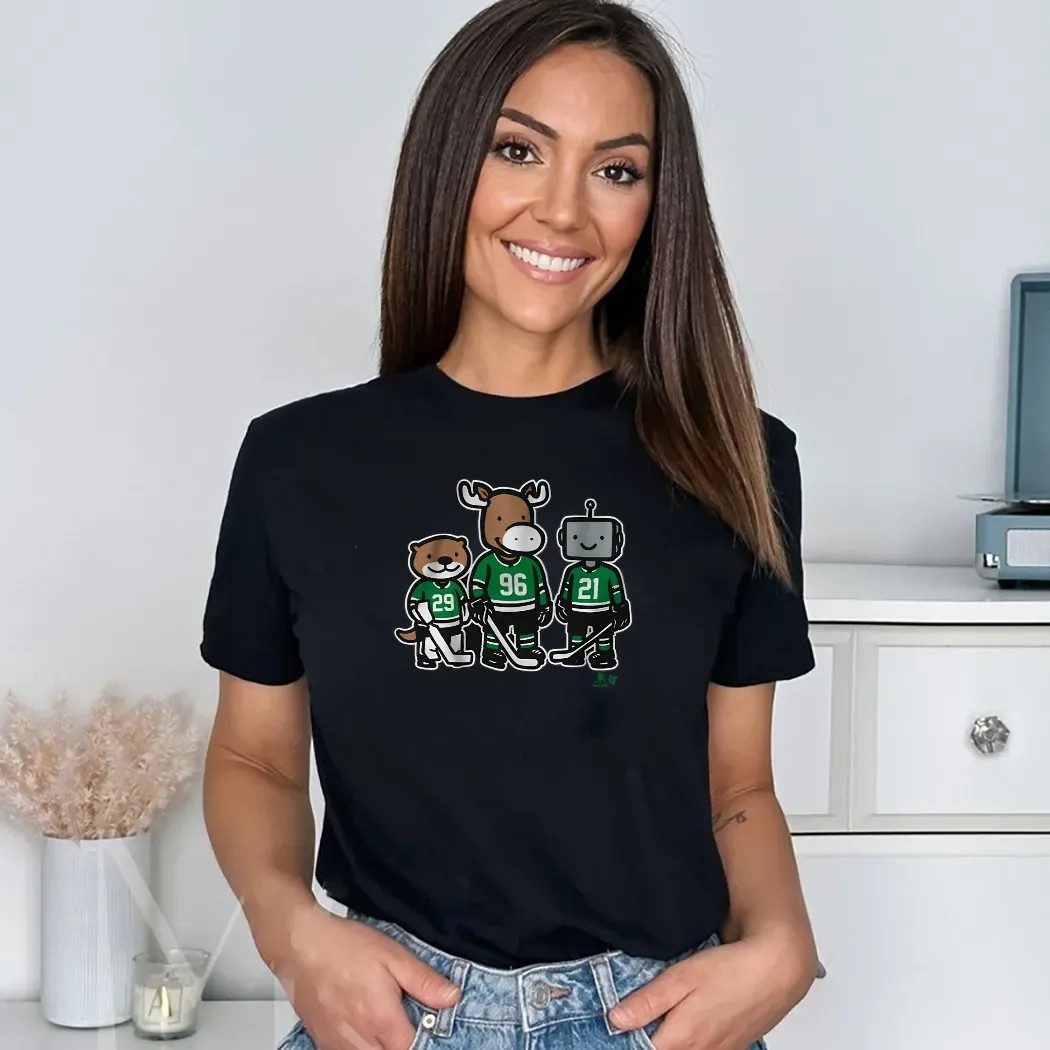 Jake Oettinger, Mikko Rantanen And Jason Robertson Otter, Moose And Robo Guys Graphic Shirt