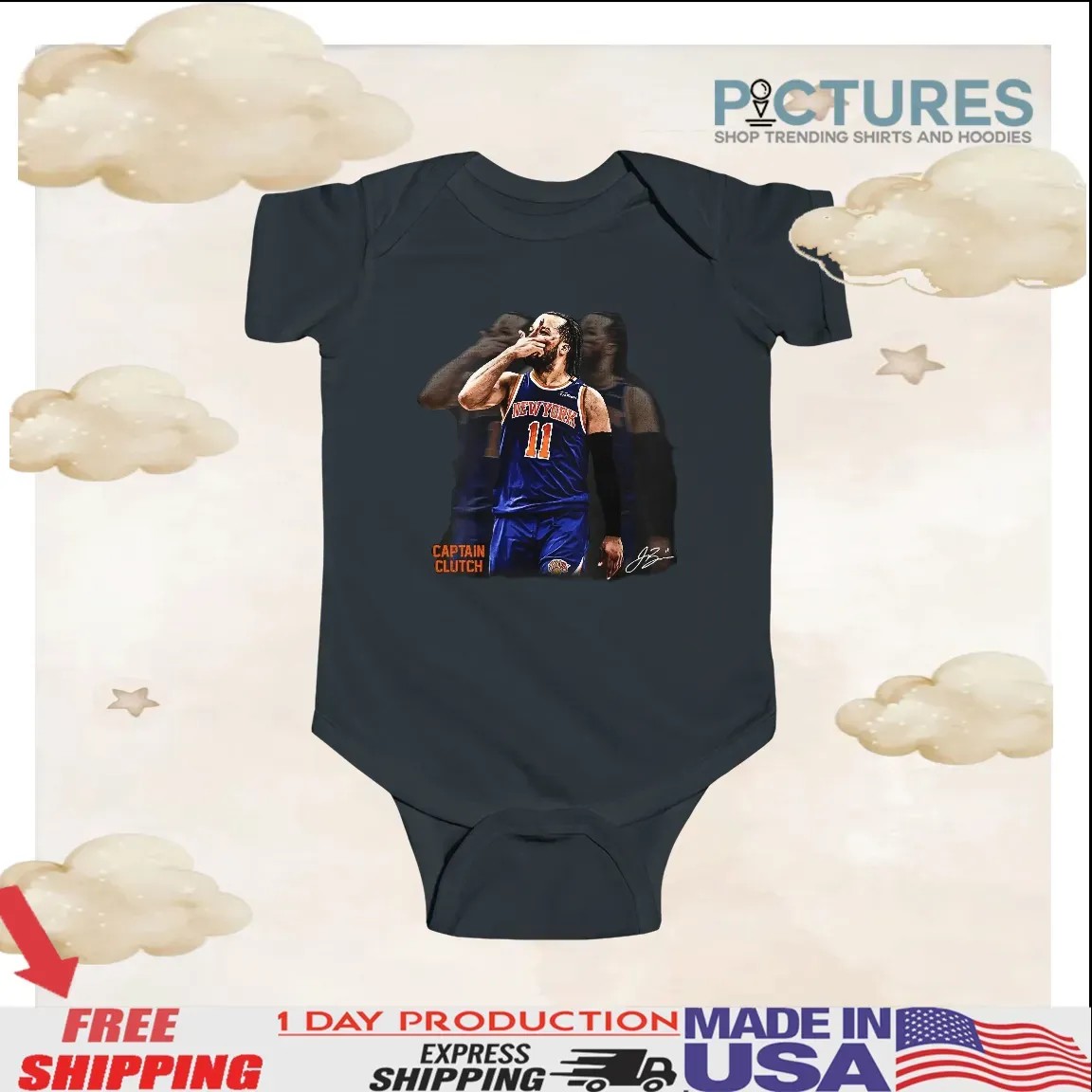 Jalen Brunson Captain Clutch Basketball Signature Athlete Tribute Design T Shirt