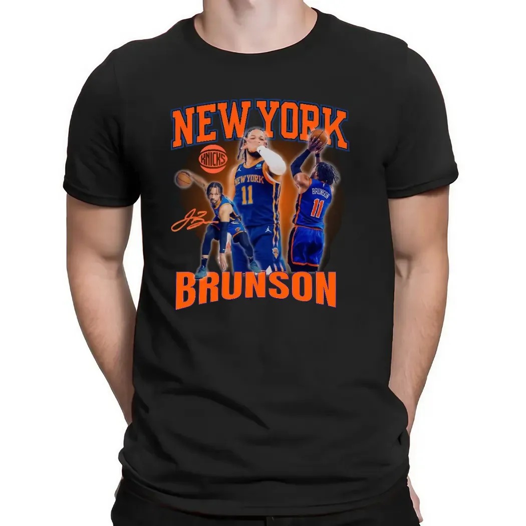 Jalen Brunson New York Knicks NBA Graphic Signature Vintage Bootleg T Shirt