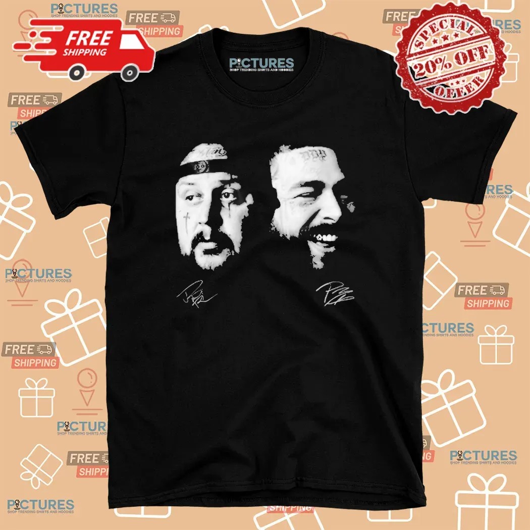 Jelly Roll & Post Malone The Big Ass Stadium Tour 2025 Heads Signatures T Shirt