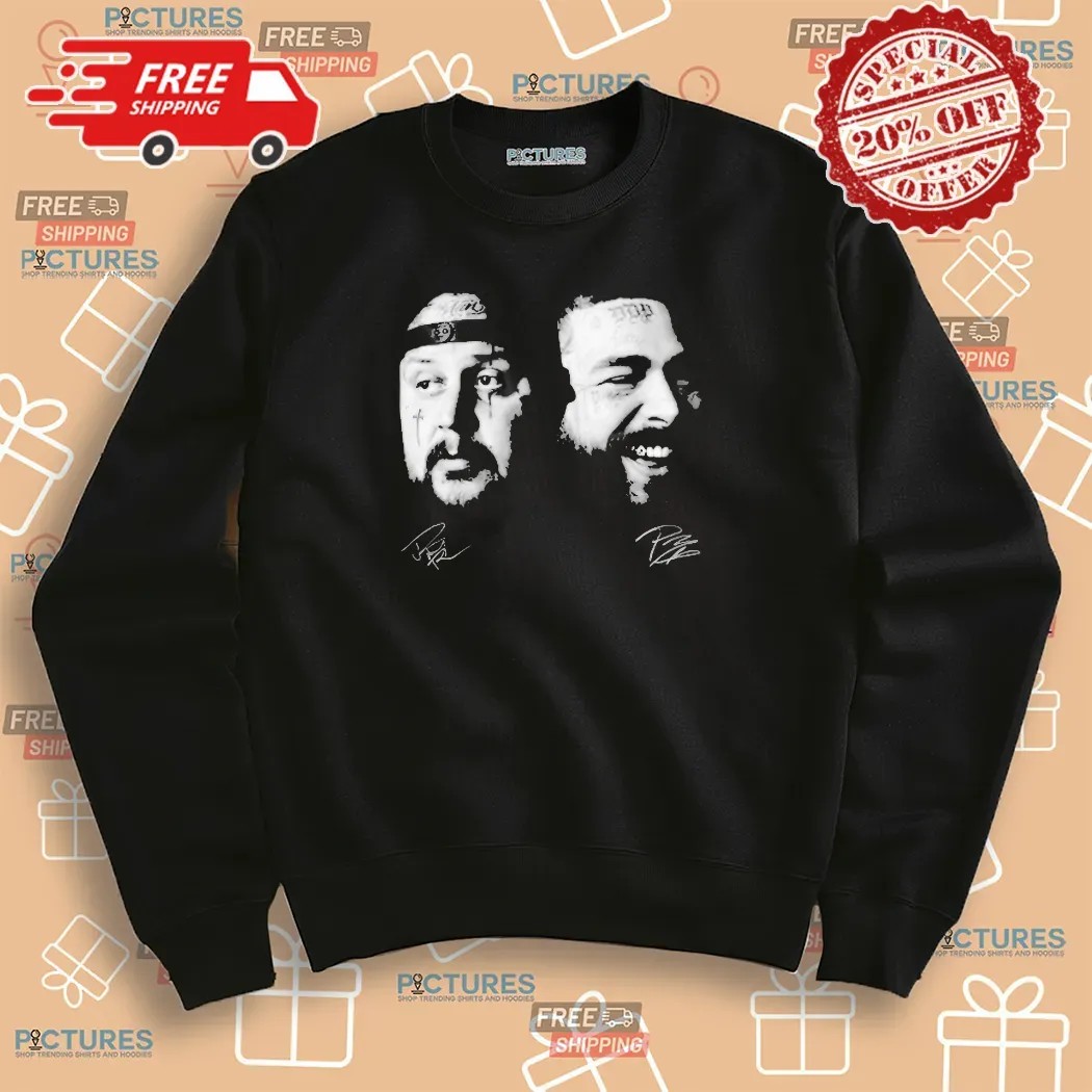 Jelly Roll & Post Malone The Big Ass Stadium Tour 2025 Heads Signatures T Shirt