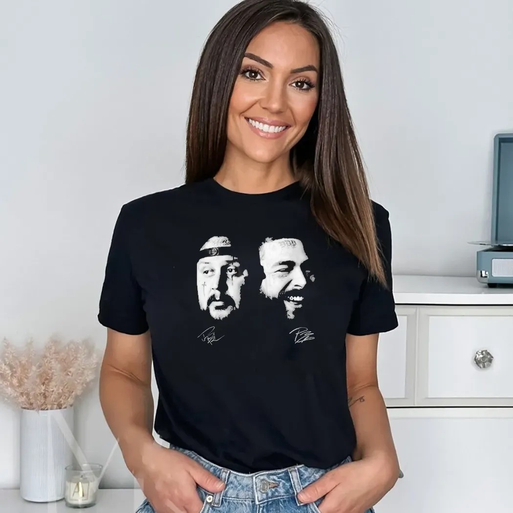 Jelly Roll & Post Malone The Big Ass Stadium Tour 2025 Heads Signatures T Shirt