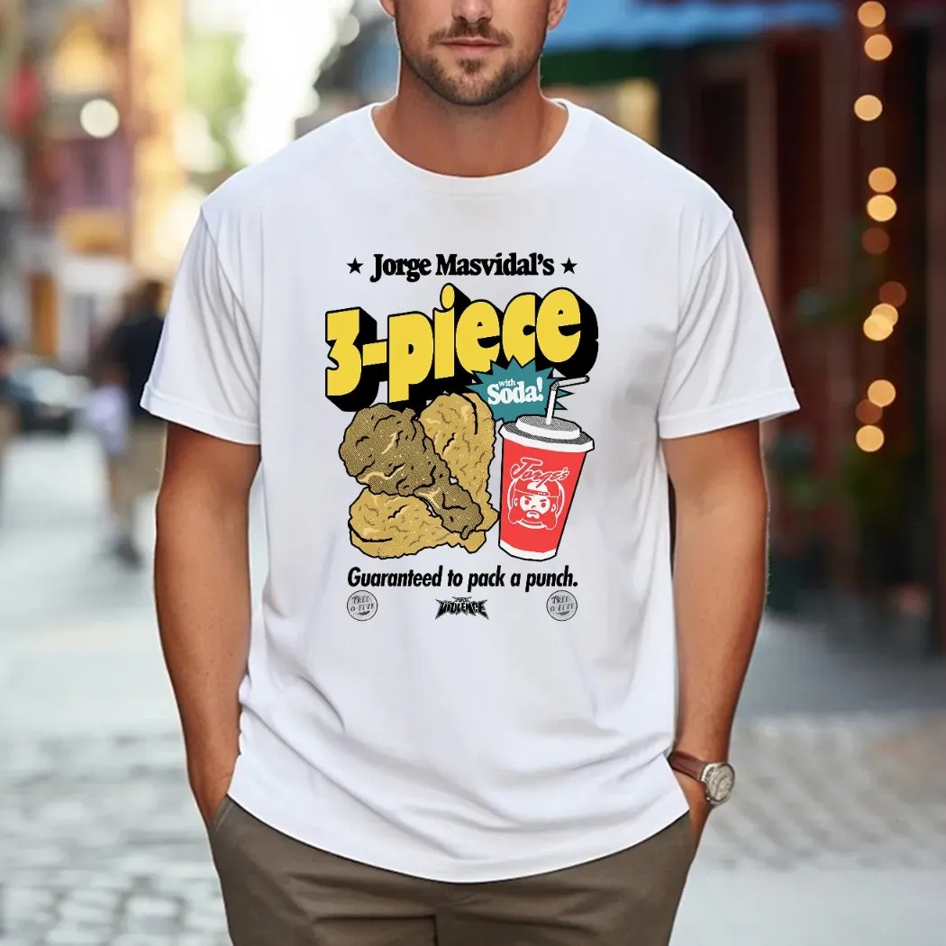 Jorge Masvidal's 3 Piece With Soda Guaranteed To Pack A Punch T Shirt