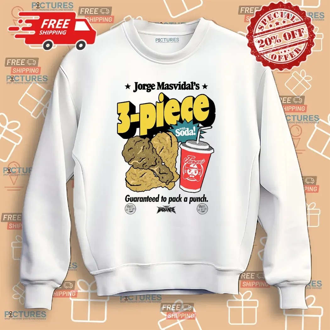 Jorge Masvidal's 3 Piece With Soda Guaranteed To Pack A Punch T Shirt