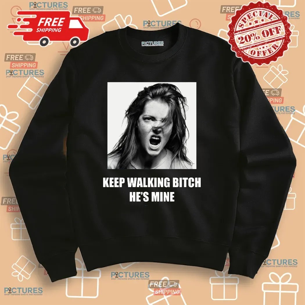 Keep Walking Bitch He's Mine Couple Custom Photo T Shirt_2