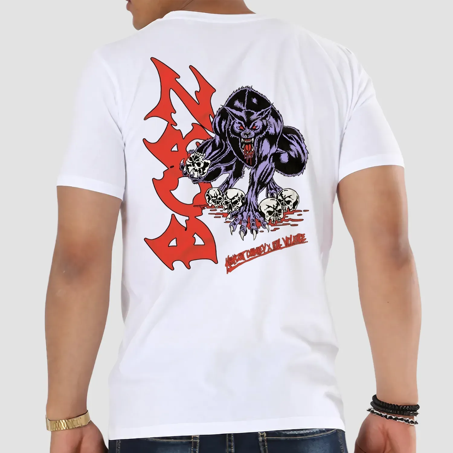 Khamzat Chimaev Wolf Skull Scary Look Violent Aesthetic T Shirt