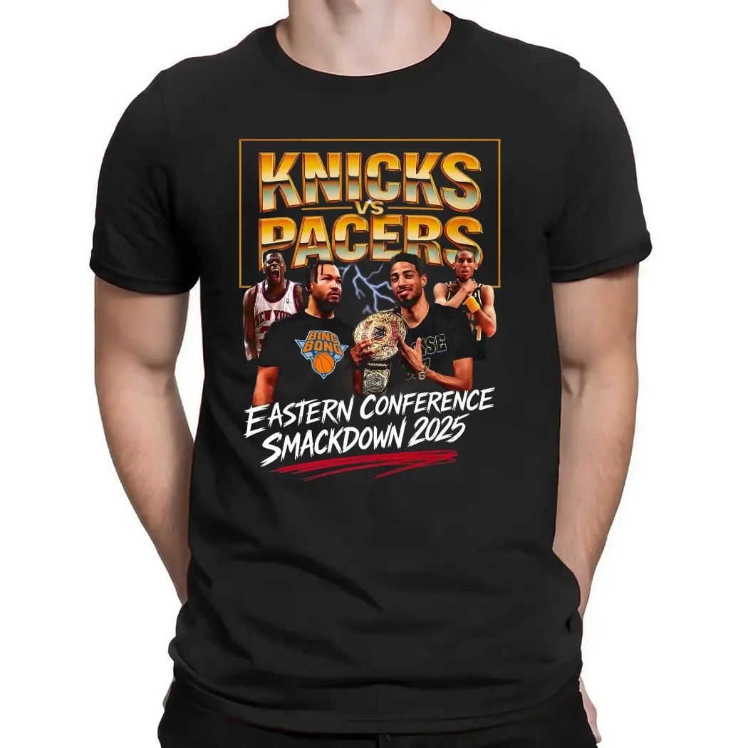 Knicks Vs Pacers Eastern Conference Smackdown 2025 Vintage Bootleg T Shirt Knicks Vs Pacers Eastern Conference Smackdown 2025 Vintage Bootleg T Shirt