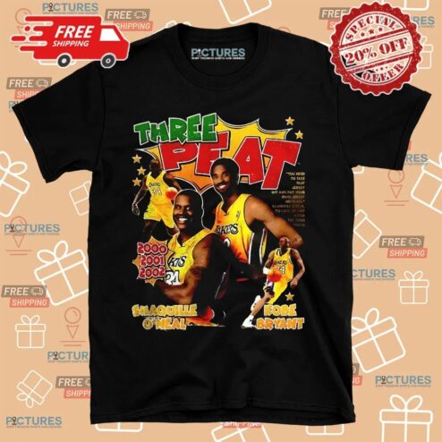 Kobe Bryant And Shaquille O’neal Los Angeles Lakers Three Peat Graphic Shirt