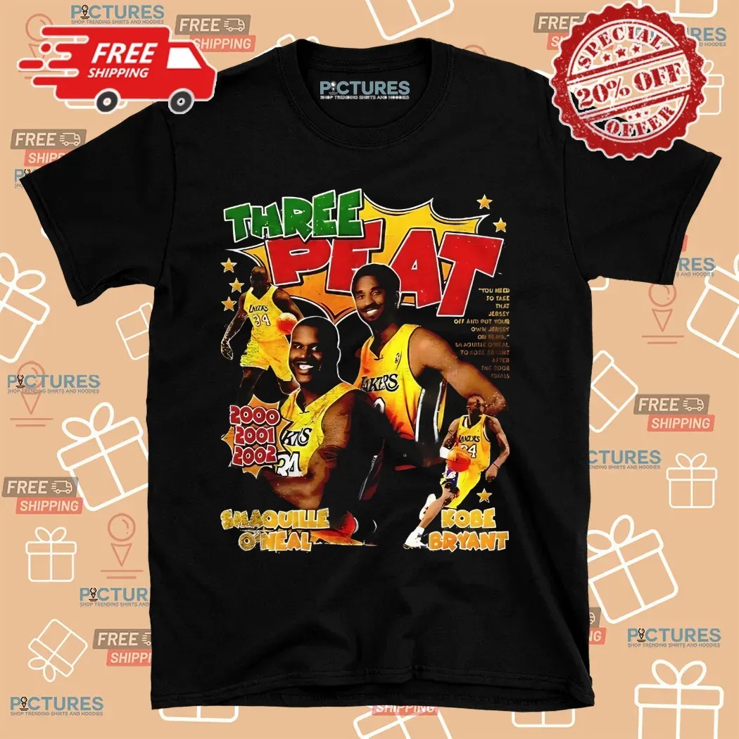 Kobe Bryant And Shaquille O’neal Los Angeles Lakers Three Peat Graphic Shirt