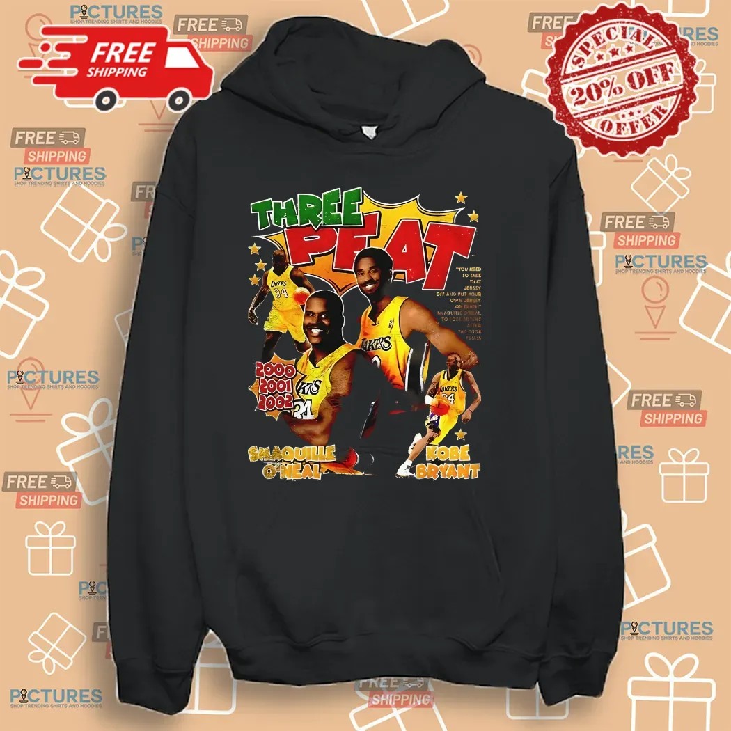 Kobe Bryant And Shaquille O’neal Los Angeles Lakers Three Peat Graphic Shirt