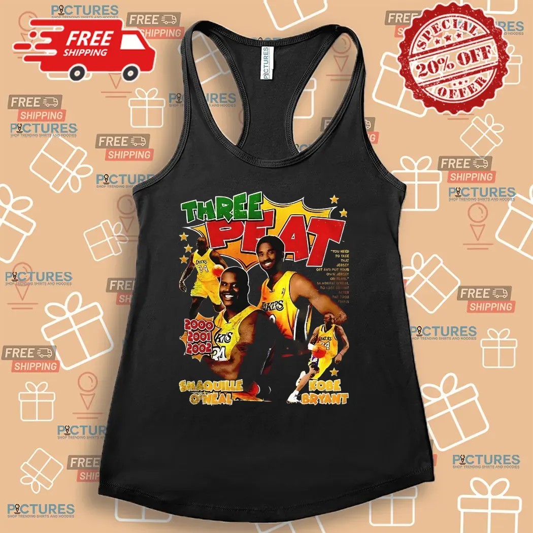Kobe Bryant And Shaquille O’neal Los Angeles Lakers Three Peat Graphic Shirt