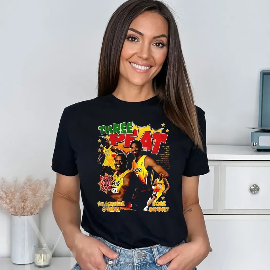 Kobe Bryant And Shaquille O’neal Los Angeles Lakers Three Peat Graphic Shirt