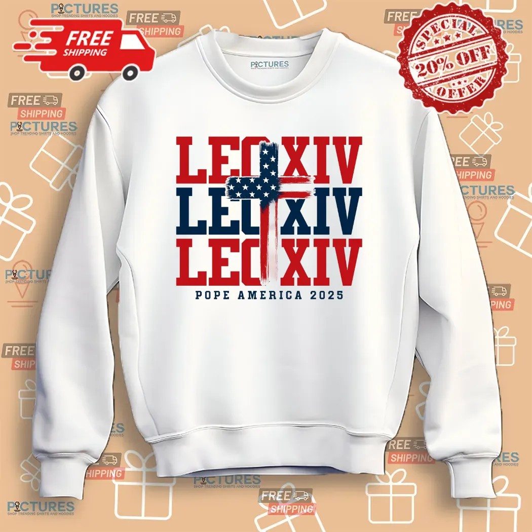 Leo XIV Pope America Flag Cross 2025 T Shirt