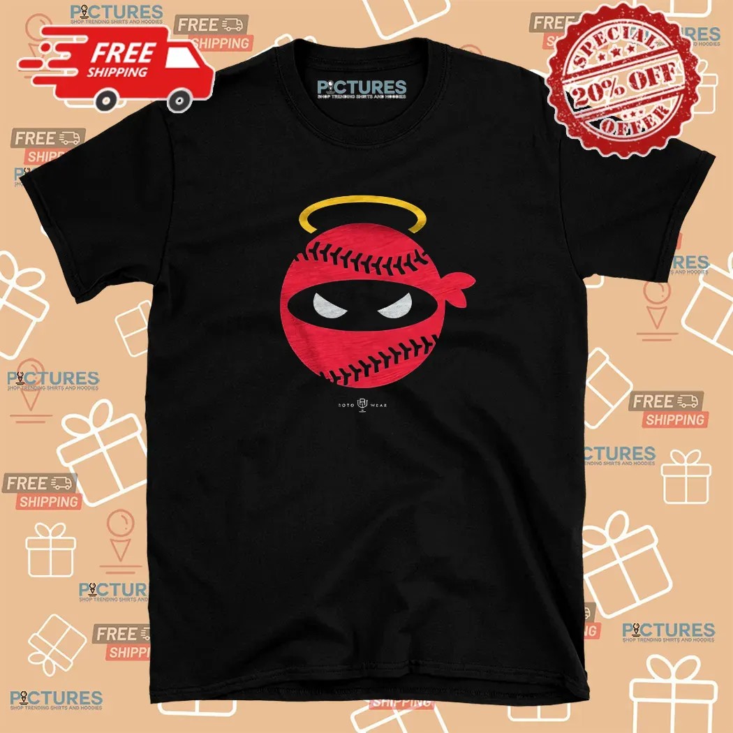Mark Gubicza Wearing Pitching Ninja Halo Baseball Shirt