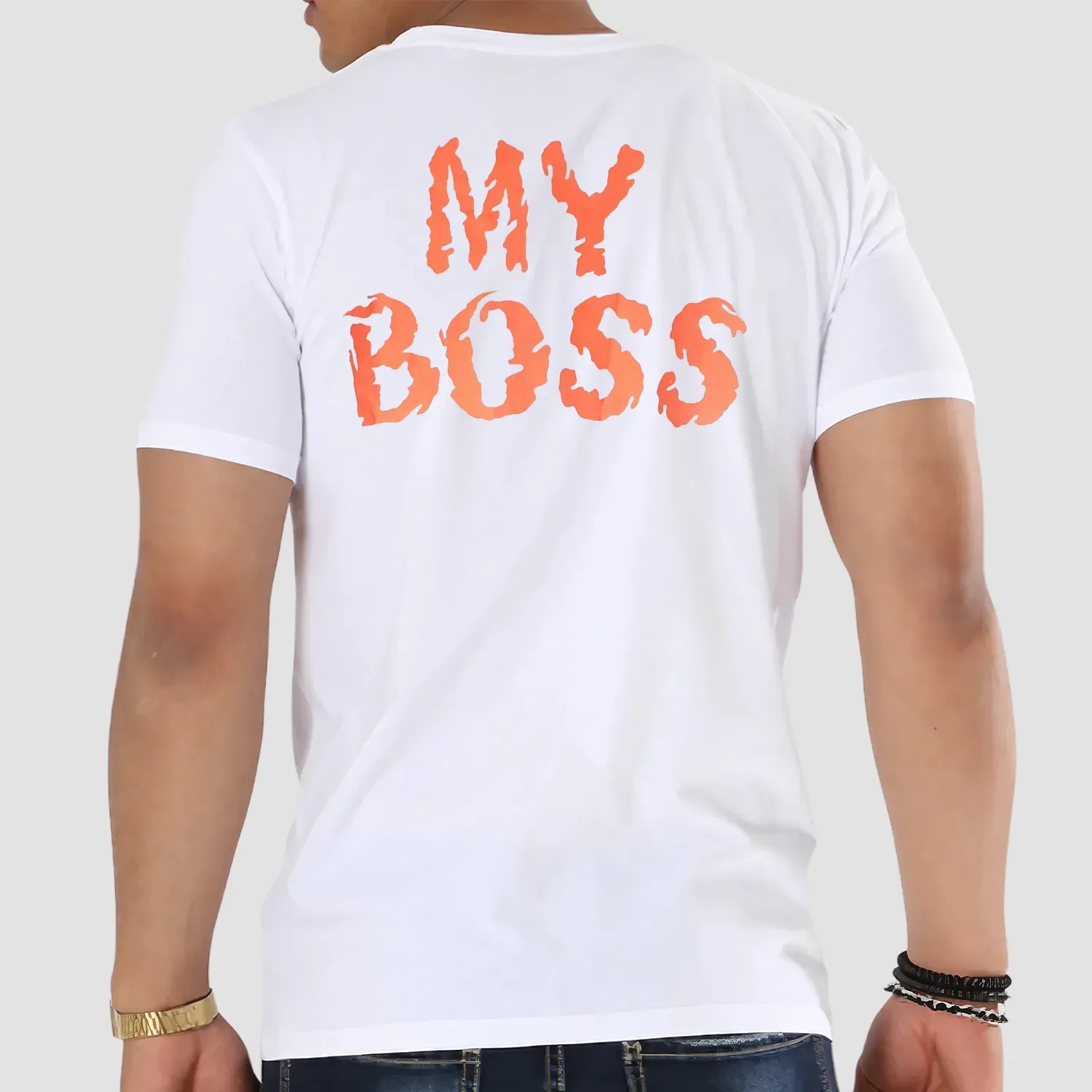 Matthew Gray Gubler Wearing My Excuse Is My Boss Griffin Art Rock N Roll 90s T Shirt Back