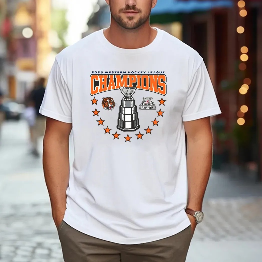 Medicine Hat Tigers 2025 Western Hockey League Champions Cup T Shirt