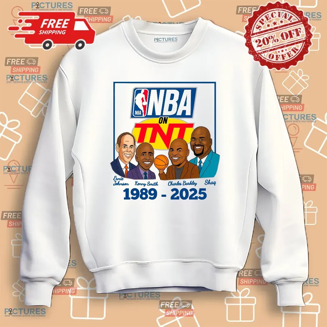 NBA on TNT broadcast team of Ernie Johnson, Kenny Smith, Charles Barkley, and Shaquille O'Neal 1989 2025 T Shirt