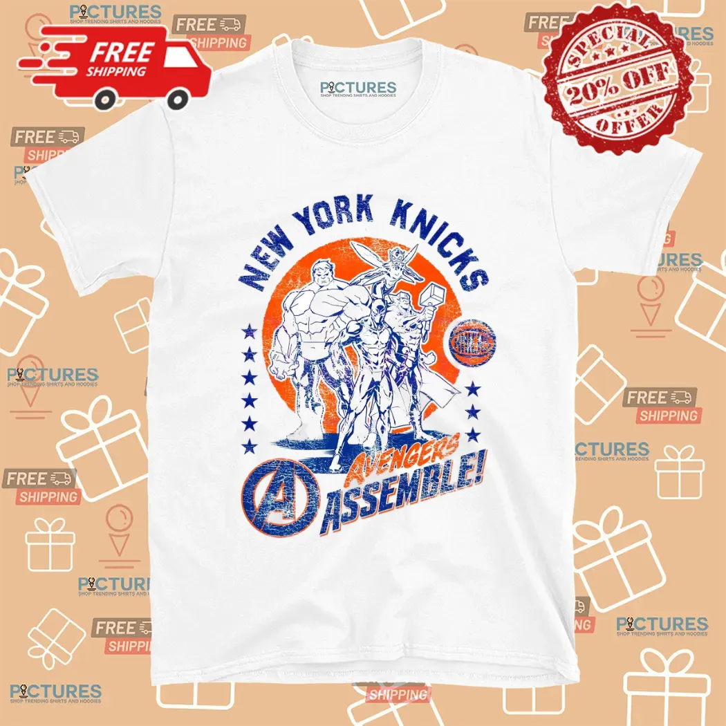 New York Knicks NBA X Marvel Avengers Squad Assemble T Shirt