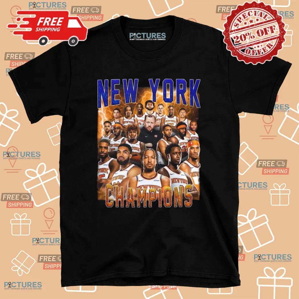 New York Knicks Champs 2025 Full Team Players Vintage Bootleg T Shirt