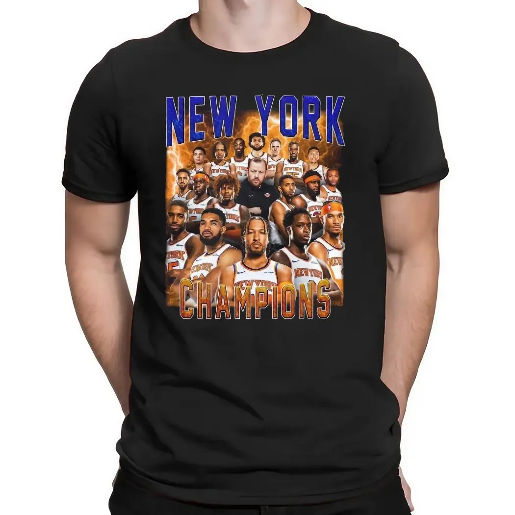 New York Knicks Champs 2025 Full Team Players Vintage Bootleg T Shirt