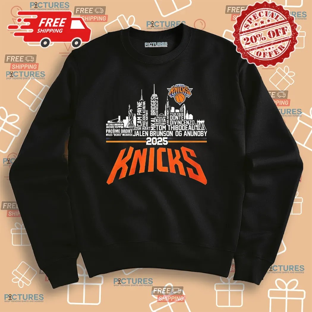 New York Knicks Skyline City Jalen Brunson Og Anunoby Coach Tom Thibodeau 2025 Shirt