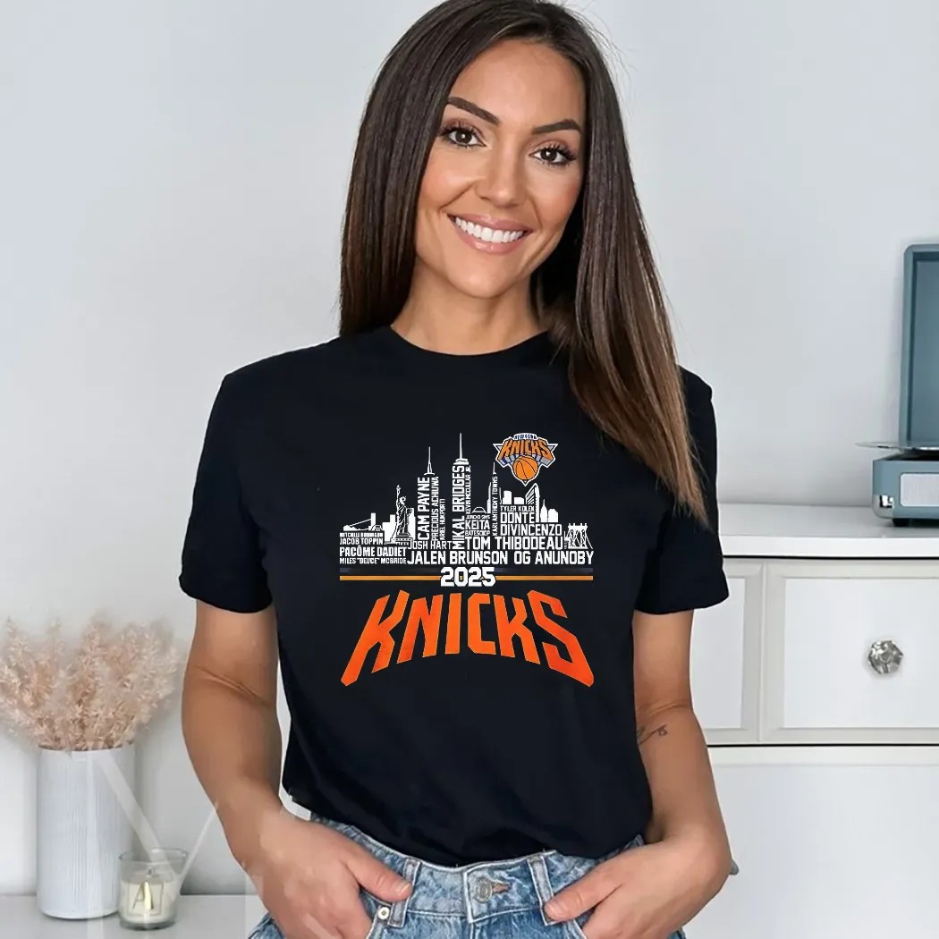 New York Knicks Skyline City Jalen Brunson Og Anunoby Coach Tom Thibodeau 2025 Shirt