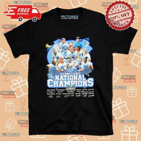 North Carolina Tar Heels 2025 Women’s Lacrosse National Champions Signature T Shirt