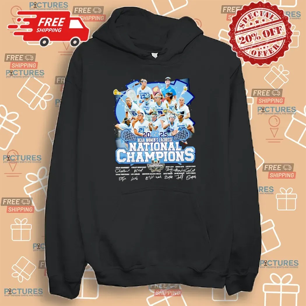 North Carolina Tar Heels 2025 Women’s Lacrosse National Champions Signature T Shirt