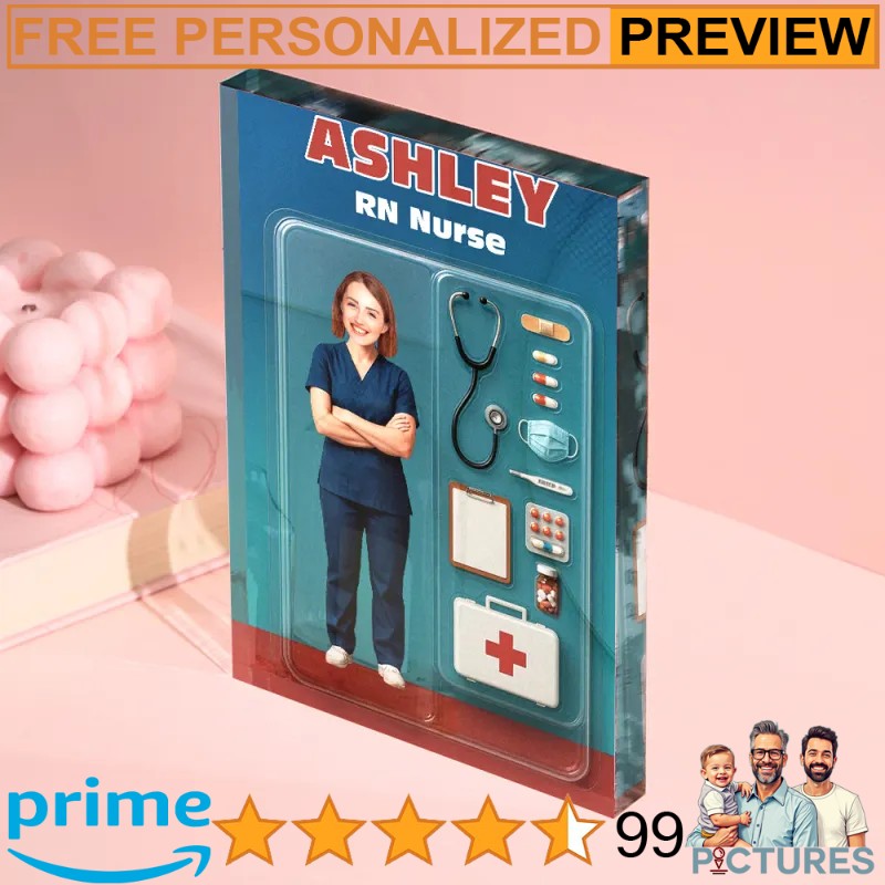 Nurse Personalized 3D Effect Action Figure Customizable Head Packaging Acrylic Block Plaque Nurse Personalized 3D Effect Action Figure Customizable Head Packaging Acrylic Block Plaque
