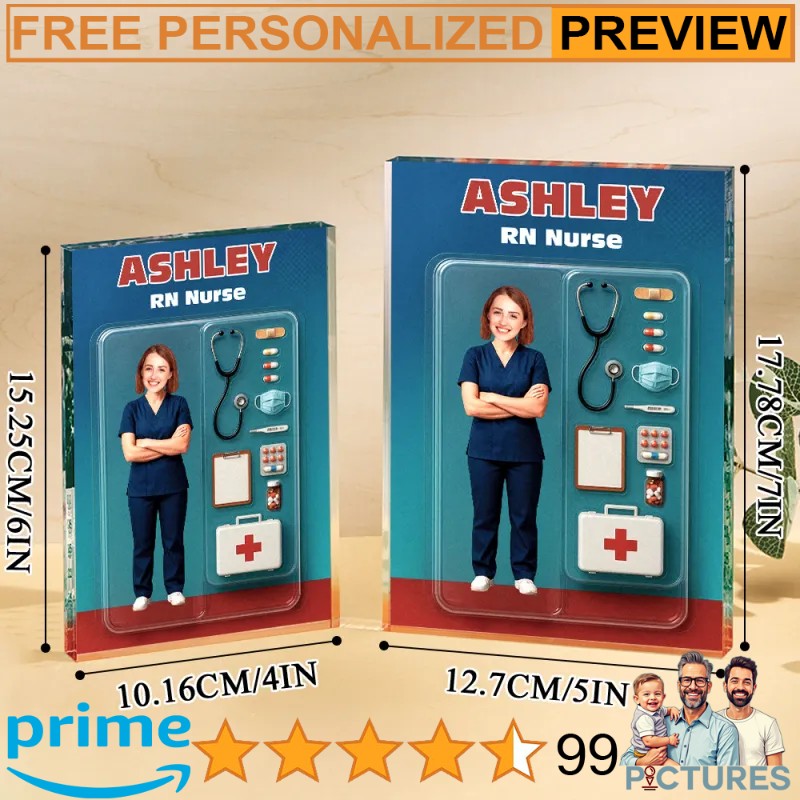 Nurse Personalized 3D Effect Action Figure Customizable Head Packaging Acrylic Block Plaque Nurse Personalized 3D Effect Action Figure Customizable Head Packaging Acrylic Block Plaque
