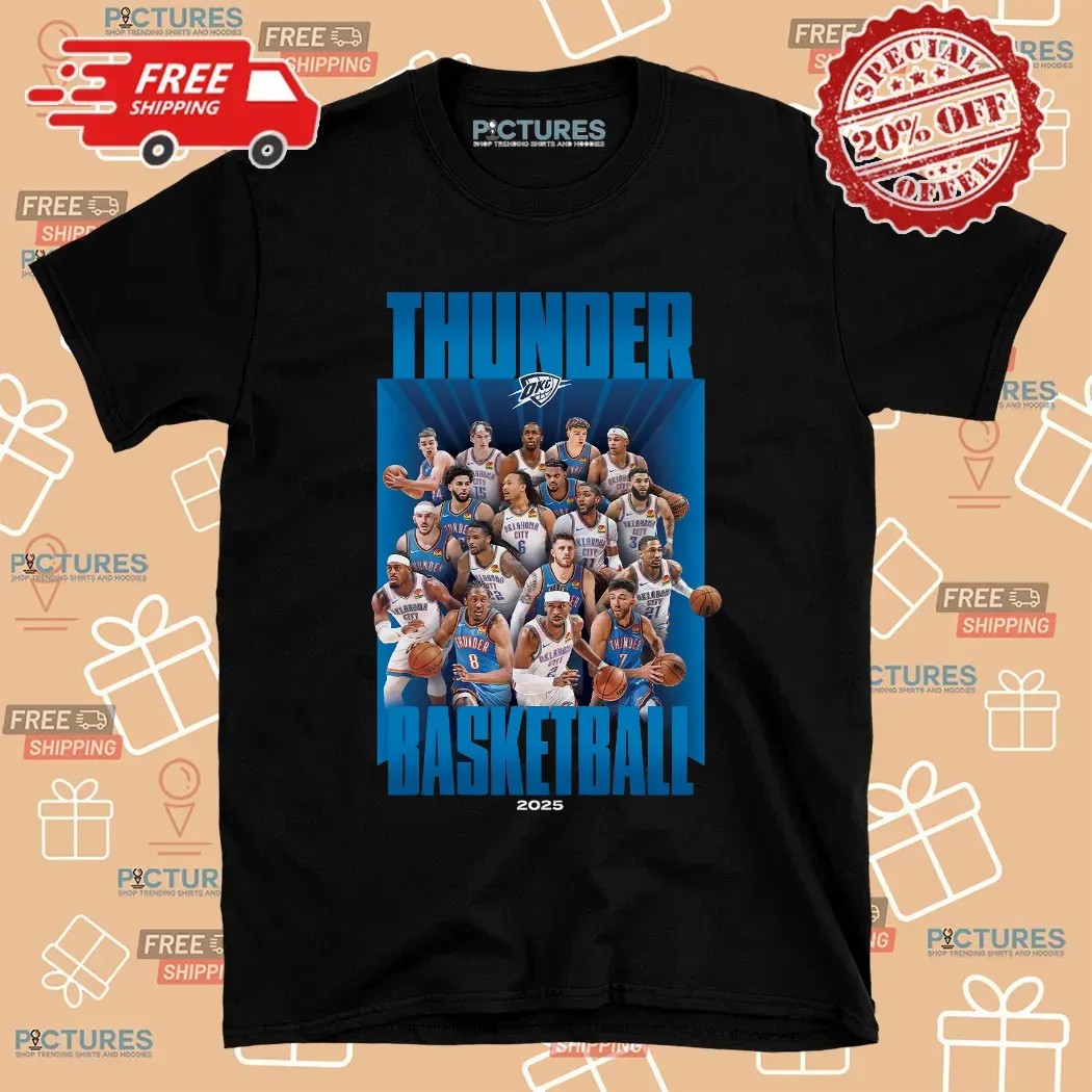 Oklahoma City Thunder Basketball 2024 2025 Roster T Shirt Oklahoma City Thunder Basketball 2024 2025 Roster T Shirt