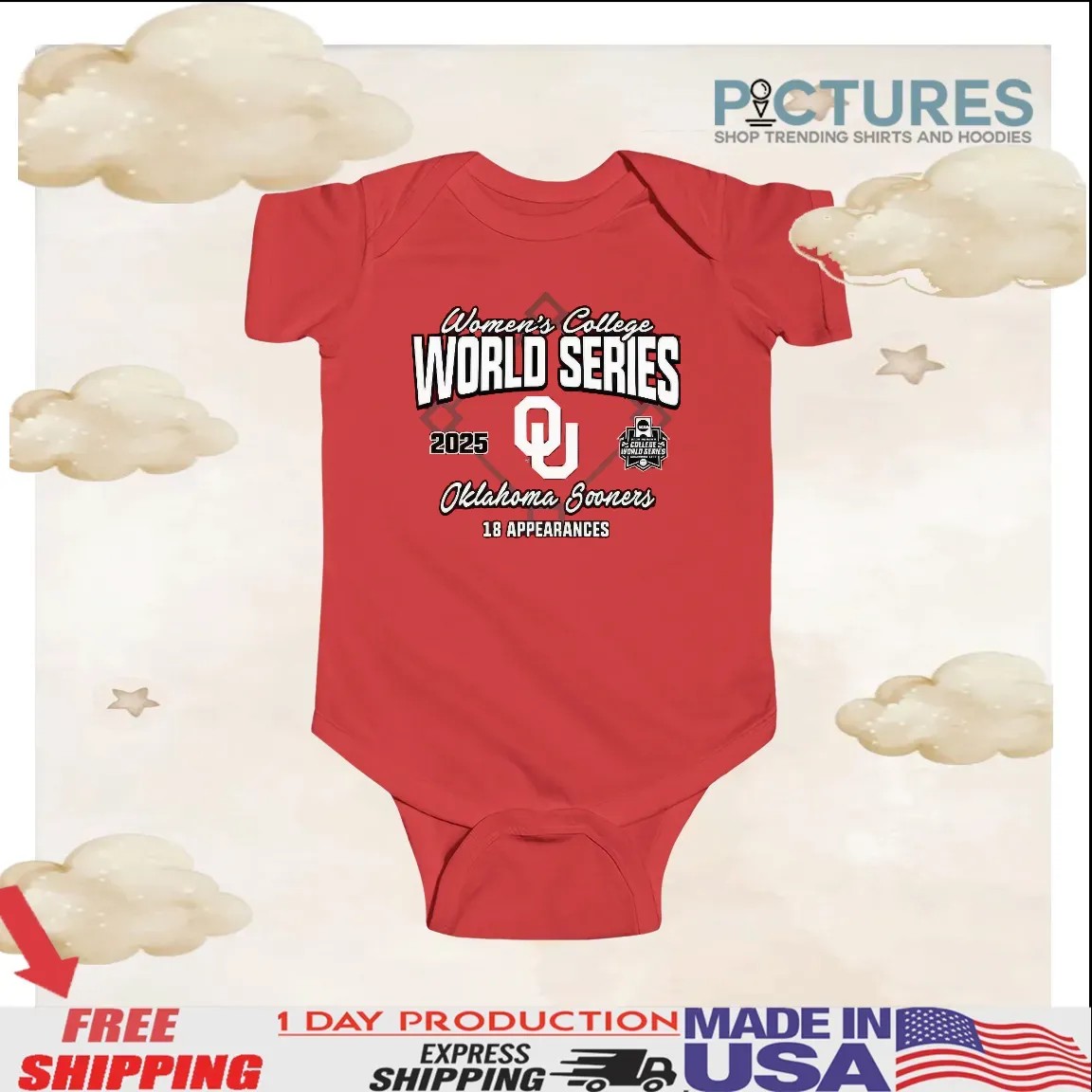 Oklahoma Sooners Crimson Women's College World Series Bound 2025 18 Appearances T Shirt