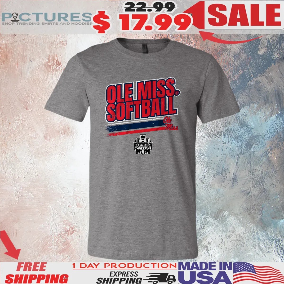 Ole Miss Rebels softball NCAA 2025 Women's College World Series Stripe T Shirt
