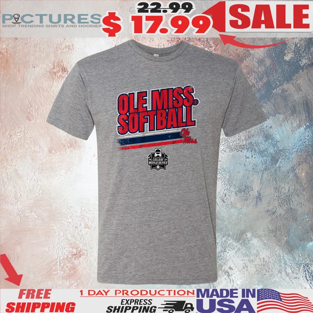 Ole Miss Rebels softball NCAA 2025 Women's College World Series Stripe T Shirt