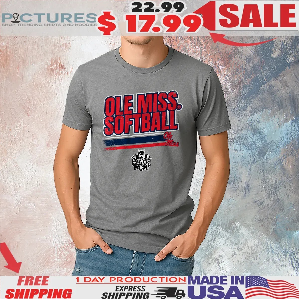 Ole Miss Rebels softball NCAA 2025 Women's College World Series Stripe T Shirt
