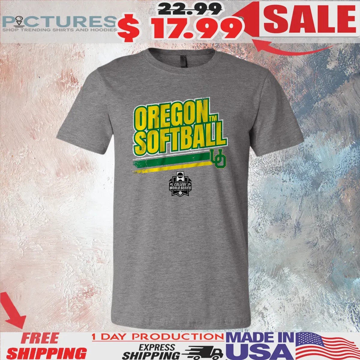 Oregon Softball NCAA 2025 Women's College World Series Stripe T Shirt