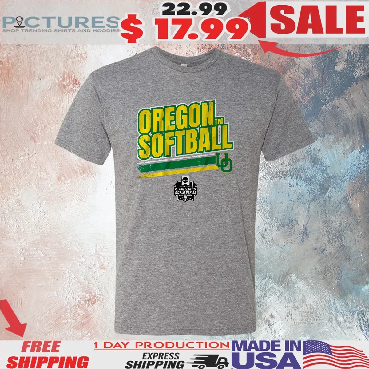 Oregon Softball NCAA 2025 Women's College World Series Stripe T Shirt