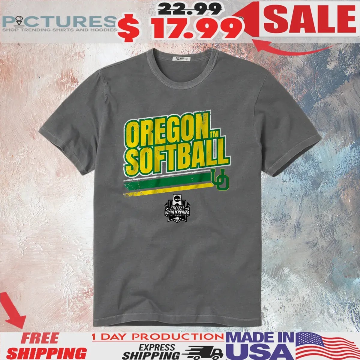 Oregon Softball NCAA 2025 Women's College World Series Stripe T Shirt