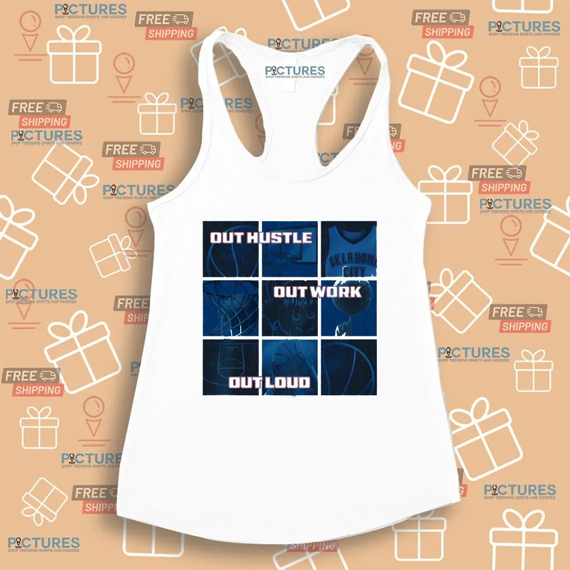 Out Hustle Out Work Out Loud Oklahoma City Thunder 2025 Playoff Grid T Shirt