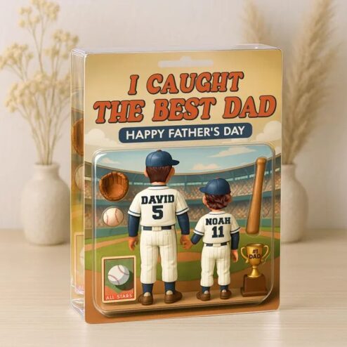 Personalized I Caught the Best Dad Father's Day Baseball Dad 3D Acrylic Plaque Block