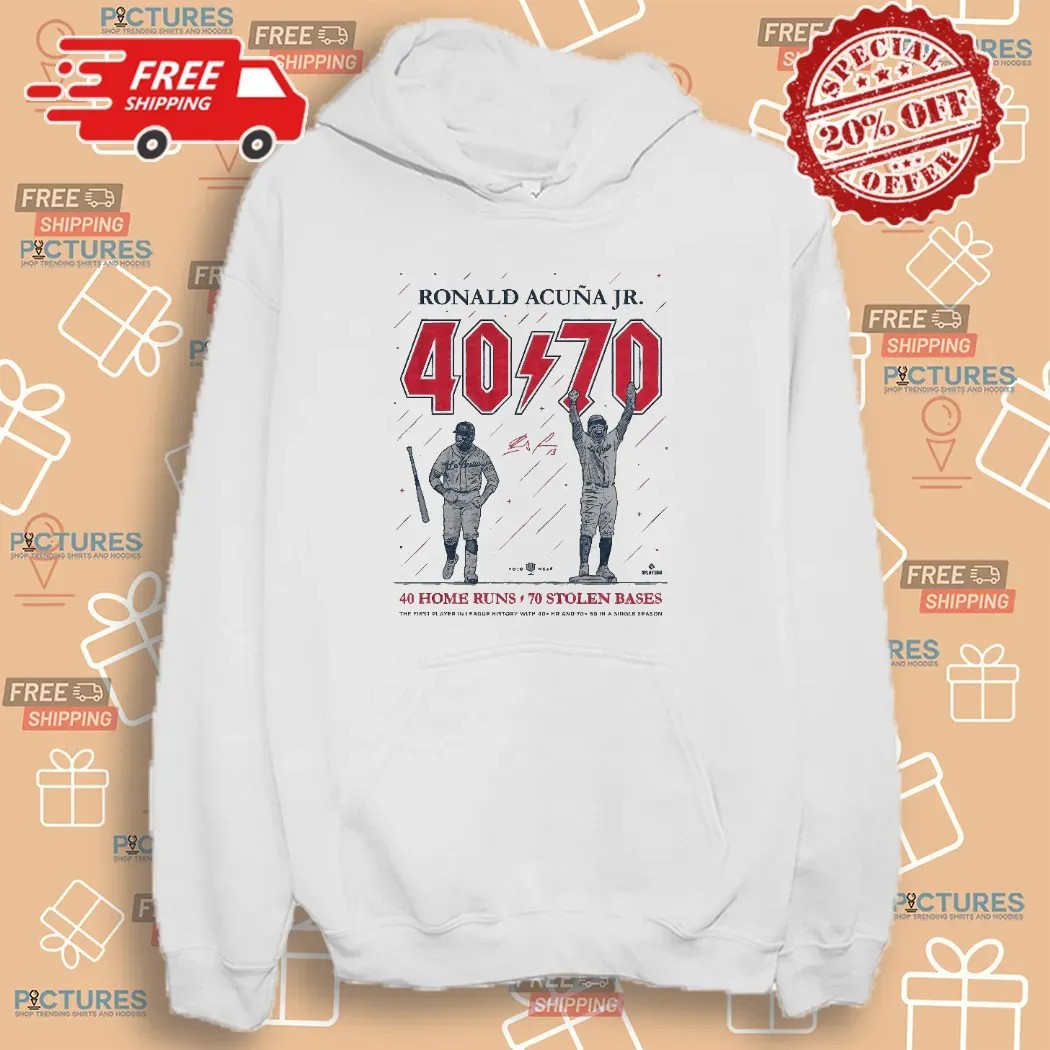 Ronald Acuña Jr 40 Home Runs 70 Stolen Bases AC DC Parody Logo T Shirt